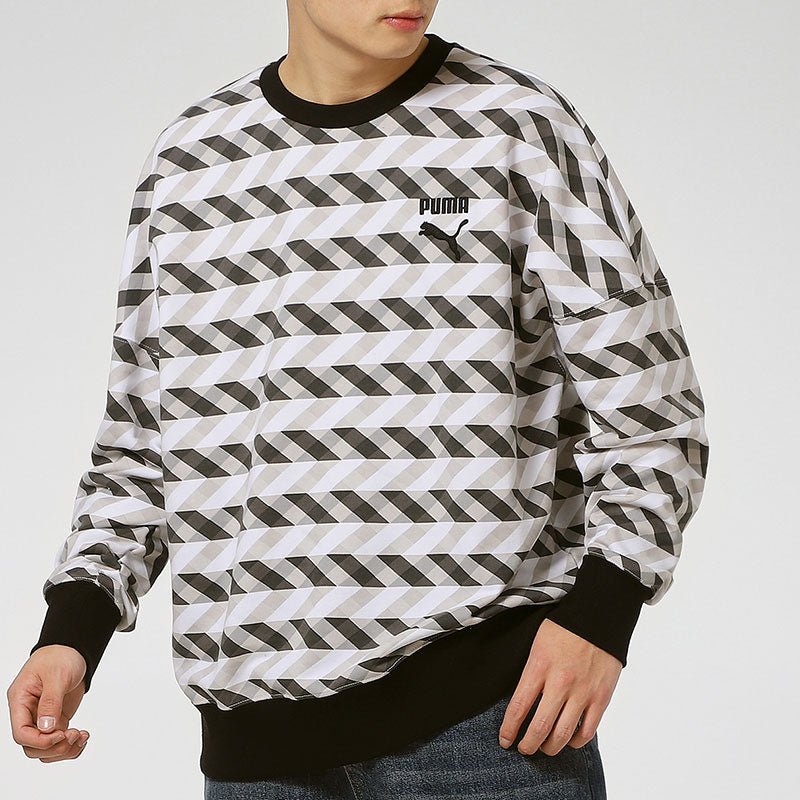 PUMA Kontrast Crew Neck Sweater 'White Black' 531488-01 - Image 5