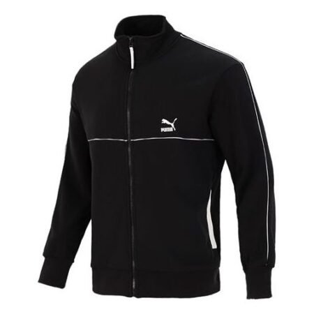 PUMA Running Training Breathable Sports Stand Collar Logo Jacket Black 531706-51