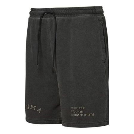 PUMA x Kidsuper Studios Crossover Logo Alphabet Embroidered Distress Drawstring Sports Shorts Black 531854-01