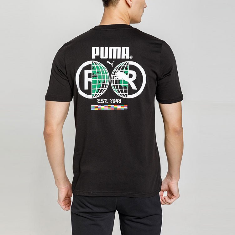 PUMA Intl Tee Subject Printing Round Neck Short Sleeve Black 532274-01 - Image 4