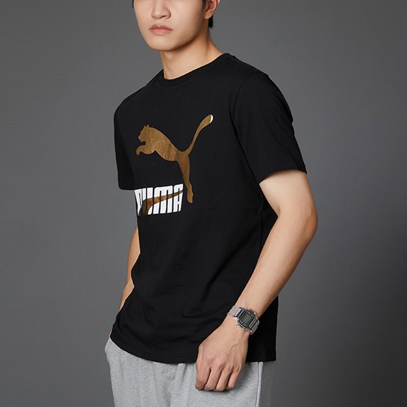 PUMA Classics Logo T-Shirt 'Black Gold' 532280-01 - Image 5
