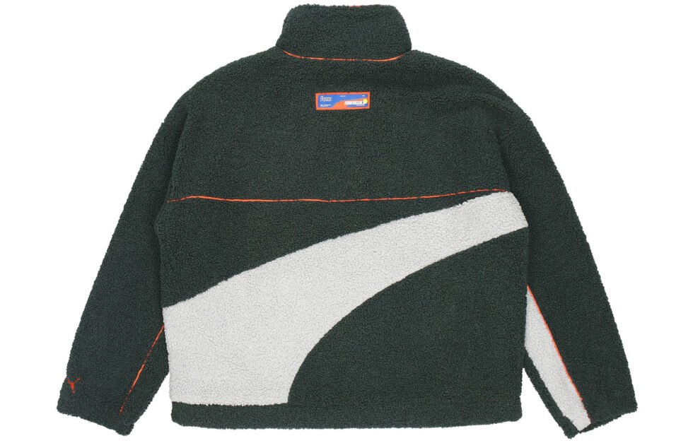 PUMA x ROARINGWILD Crossover Sherpa Jacket Contrasting Colors Zipper Pocket Fleece Stay Warm Logo Green 532597-80 - Image 2
