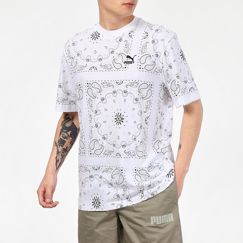 PUMA OB All Over Print T-Shirt 'White' 532652-02 - Image 5