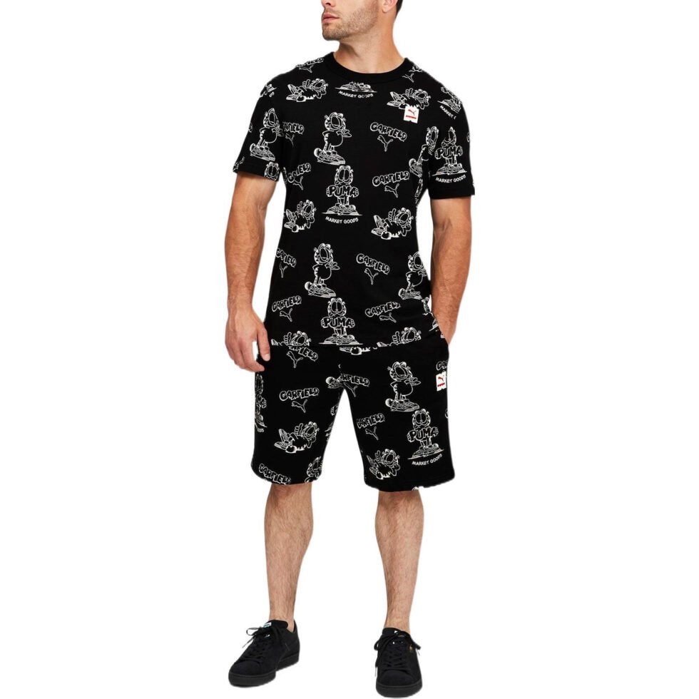 PUMA x Garfield All Over Printed Shorts 'Black' 534437-01 - Image 3