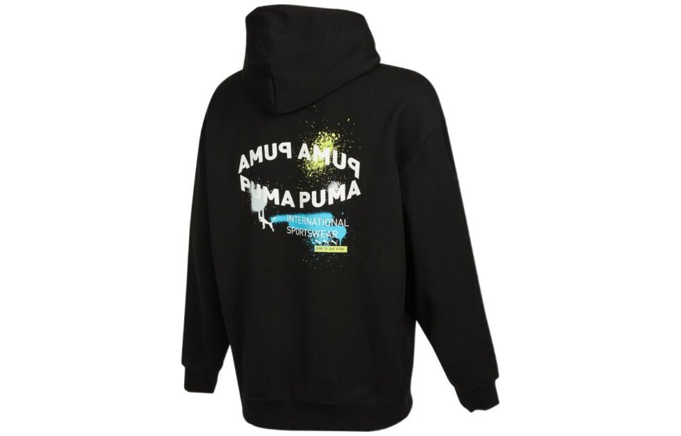 PUMA Oversize Trend Graphic Logo Hoodie 'Black' 536061-01 - Image 2