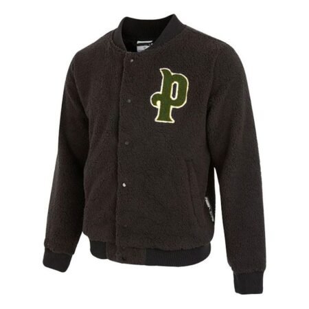 PUMA Logo Sherpa Baseball Jacket 'Black' 536182-01