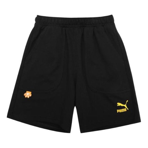 (GS) PUMA Logo Sweatshorts 'Black' 537954-01