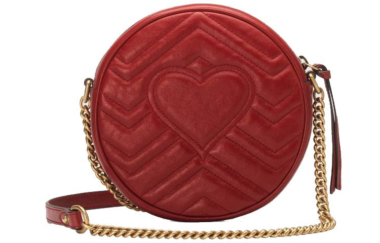 (WMNS) Gucci GG Marmont Gold Logo Leather Chain Shoulder Messenger Bag Mini Red 550154-0OLET-6438 - Image 2