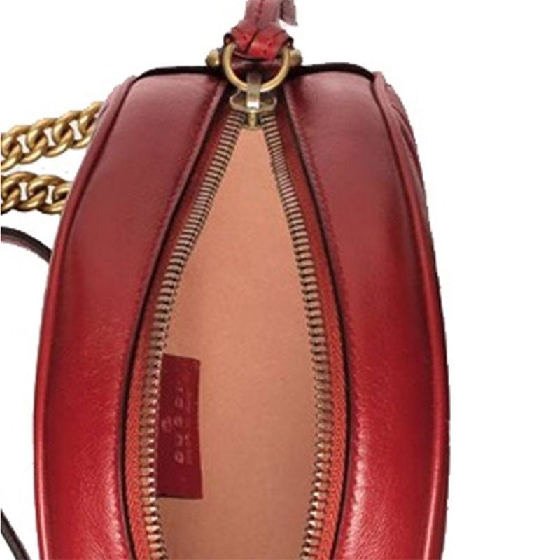 (WMNS) Gucci GG Marmont Gold Logo Leather Chain Shoulder Messenger Bag Mini Red 550154-0OLET-6438 - Image 8