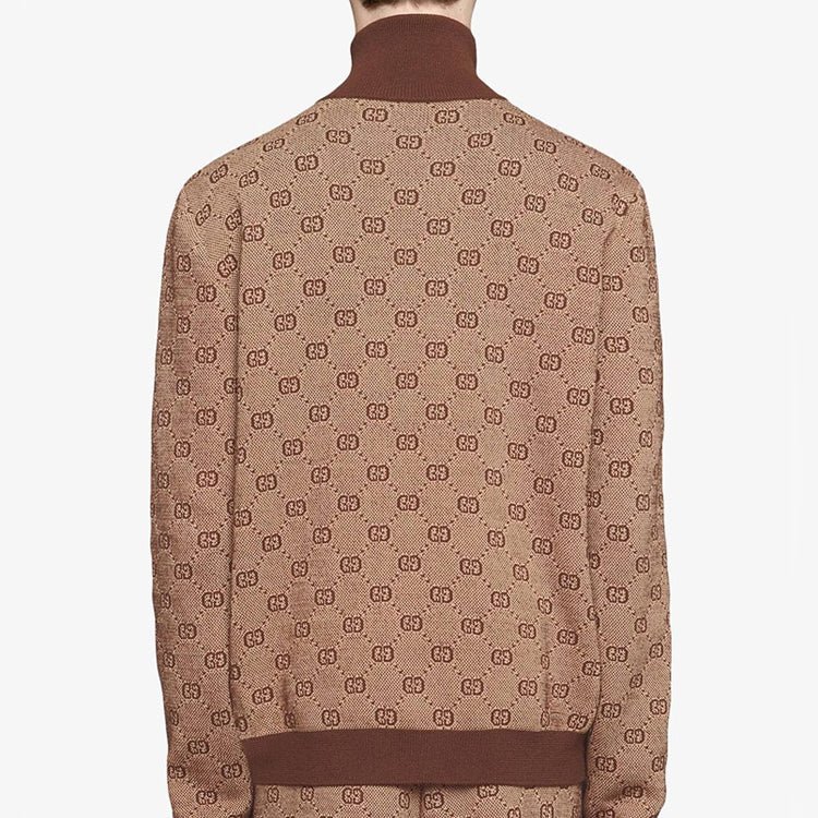 Gucci Jacquard Knit Pilot Jacket Coat Male Brown 572636-XKAKV-2094 - Image 3