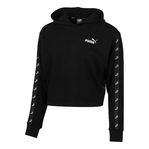 (WMNS) PUMA Amplified Cropped Tr Hoodie 'Black White' 586592-01