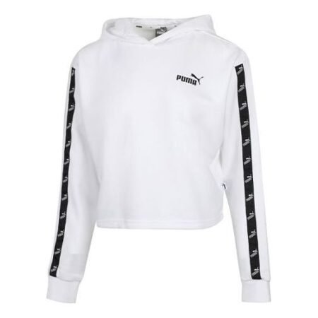 (WMNS) PUMA Amplified Cropped Tr Hoodie 'White Black' 586592-02