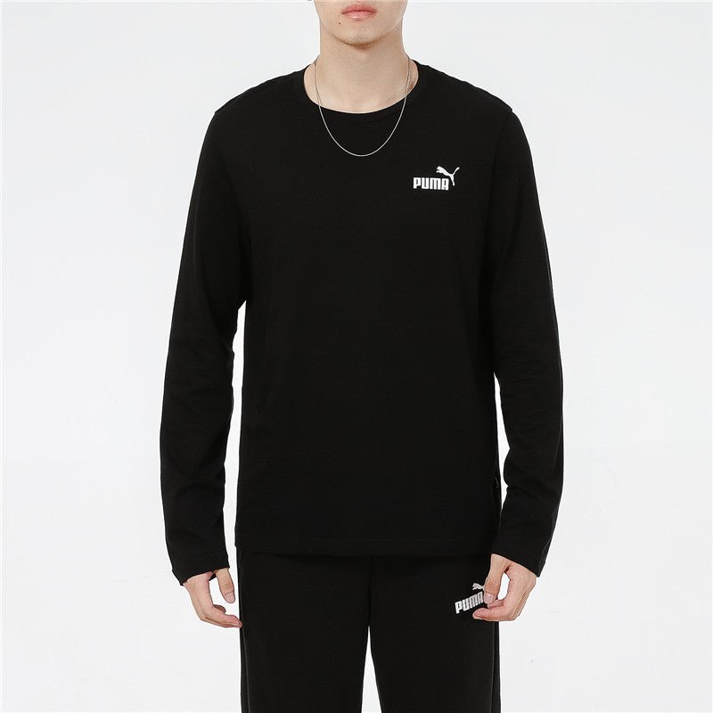 PUMA Logo Print Training Sports Breathable Round Neck Long sleeve T Shirt Men s Black 589027-01 - Image 3