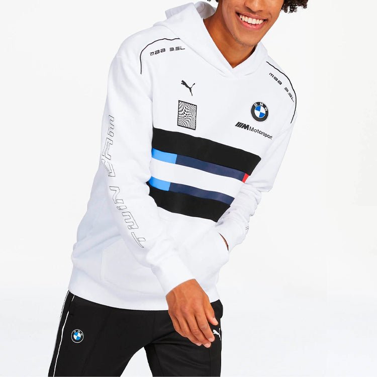 PUMA BMW Motorsport Street Midlayer Hoodie 'White Black Blue Red' 595181-02 - Image 3