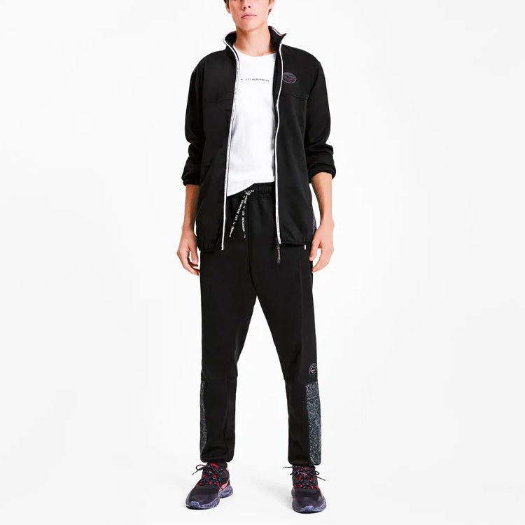 PUMA x Les Benjamins Track Pants 'Black White' 595468-01 - Image 3