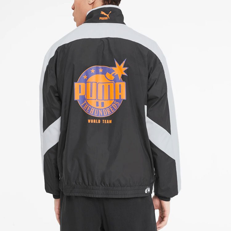 PUMA x The Hundreds Track Jacket 'Black White Orange' 596747-01 - Image 4