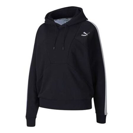 (WMNS) PUMA Small Logo Hoodie 'Black White' 597447-01