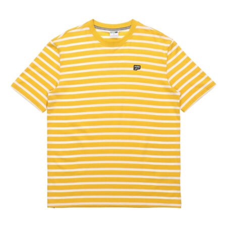 PUMA Downtown Strlped Stripe Round Neck Short Sleeve Gold Color 597457-25