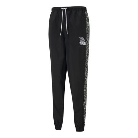 PUMA x Mr Doodle Crossover Sports Graffiti Drawstring Woven Long Pants Black 598684-01