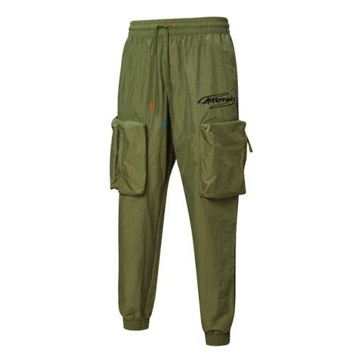 PUMA x ATTEMPT Crossover Casual Drawstring Woven Long Pants Green 598944-75