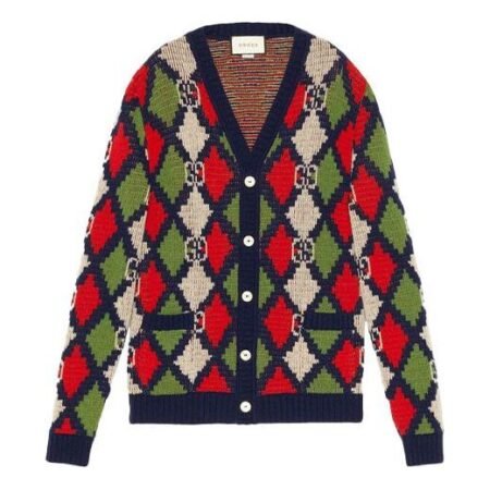 Gucci SS22 GG Rhombus Wool Cardigan 'Blue' 599284-XKA3M-8050