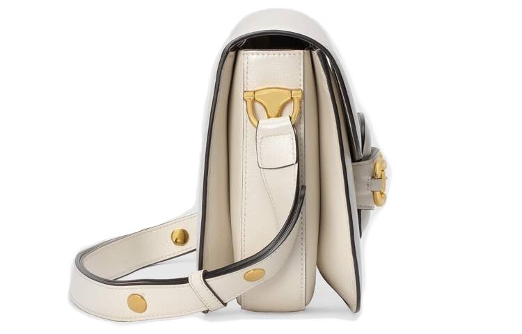 (WMNS) Gucci Horsebit 1955 Retro Gold buckle Leather Shoulder Messenger Bag Small White Classic 602204-1DB0G-9022 - Image 3