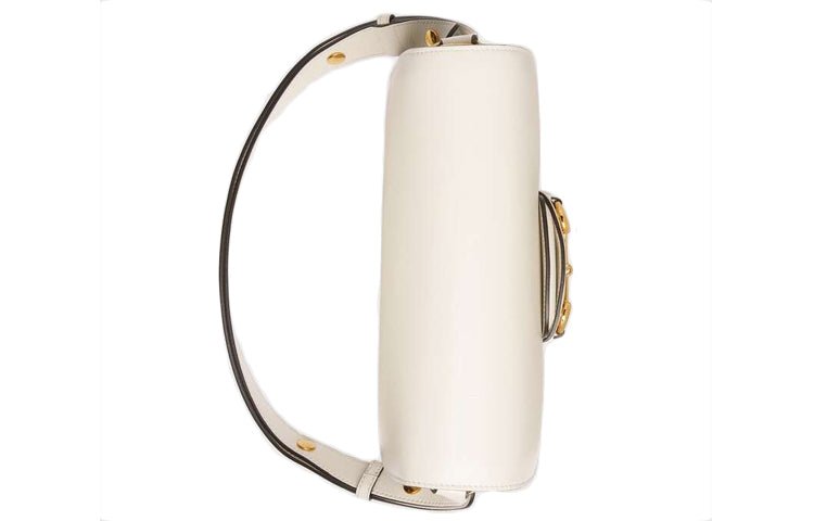 (WMNS) Gucci Horsebit 1955 Retro Gold buckle Leather Shoulder Messenger Bag Small White Classic 602204-1DB0G-9022 - Image 5