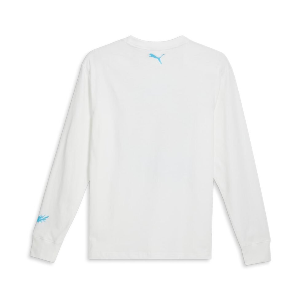 PUMA x MELO Blue Hive Long Sleeve Basketball T-shirt 'White' 625147-01 - Image 2