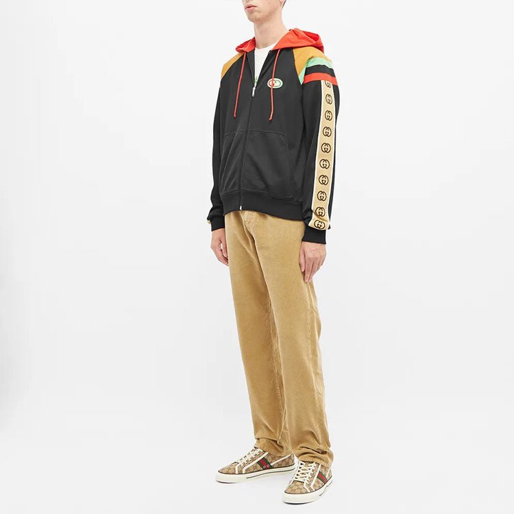 Gucci Vintage Side Logo Patchwork Striped GG-Buckle Hooded Jacket For Men Multi-color 625338-XJCNQ-1082 - Image 4