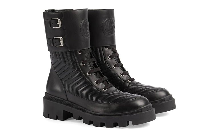 (WMNS) Gucci Frances Interlocking G Combat Boots 'Black' 628855-DH7A0-1000 - Image 3