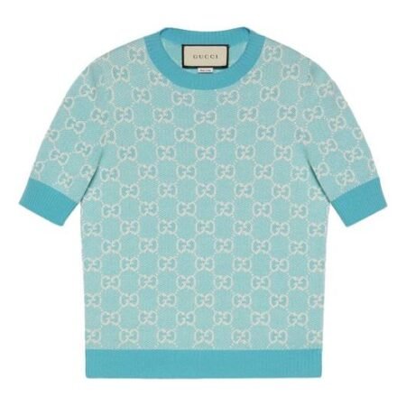 (WMNS) Gucci GG Cotton Wool Piquet Top 'Light Blue' 629456-XKBHQ-4692
