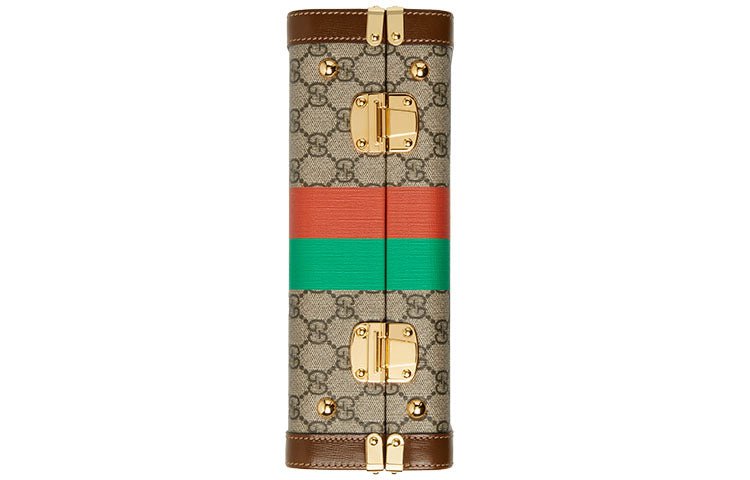 Gucci Fake Not Series Alphabet Stripe Printing Logo Leather Logo Canvas handbag Unisex / Brown 633587-2GCAG-8280 - Image 5