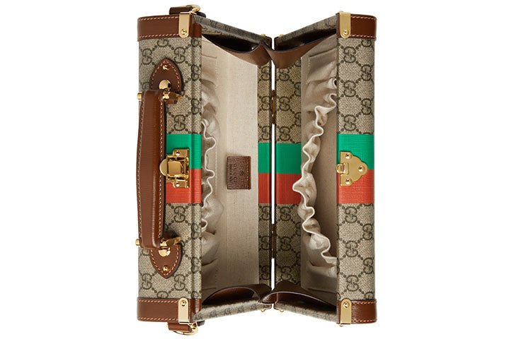 Gucci Fake Not Series Alphabet Stripe Printing Logo Leather Logo Canvas handbag Unisex / Brown 633587-2GCAG-8280 - Image 6