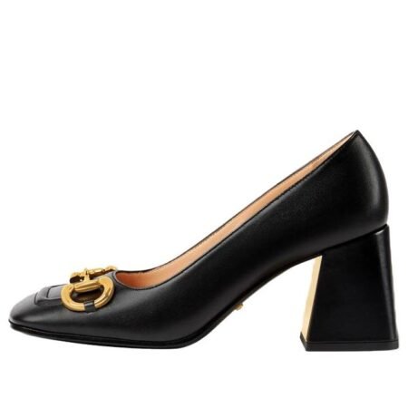 (WMNS) Gucci Mid-heel Pump with Horsebit 'Black Leather' 643886-C9D00-1000