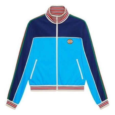 Gucci Technical Jersey Zip-Up Jacket With Web 'Blue' 645206-XJC5N-4233