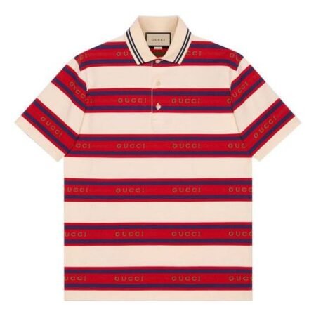 GUCCI SS21 Gucci Stripe Logo Polo 'Ivory Red' 645258-XJC6I-9209
