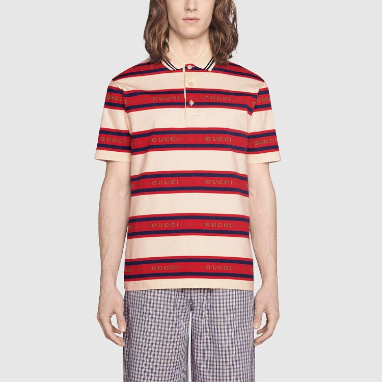 GUCCI SS21 Gucci Stripe Logo Polo 'Ivory Red' 645258-XJC6I-9209 - Image 2
