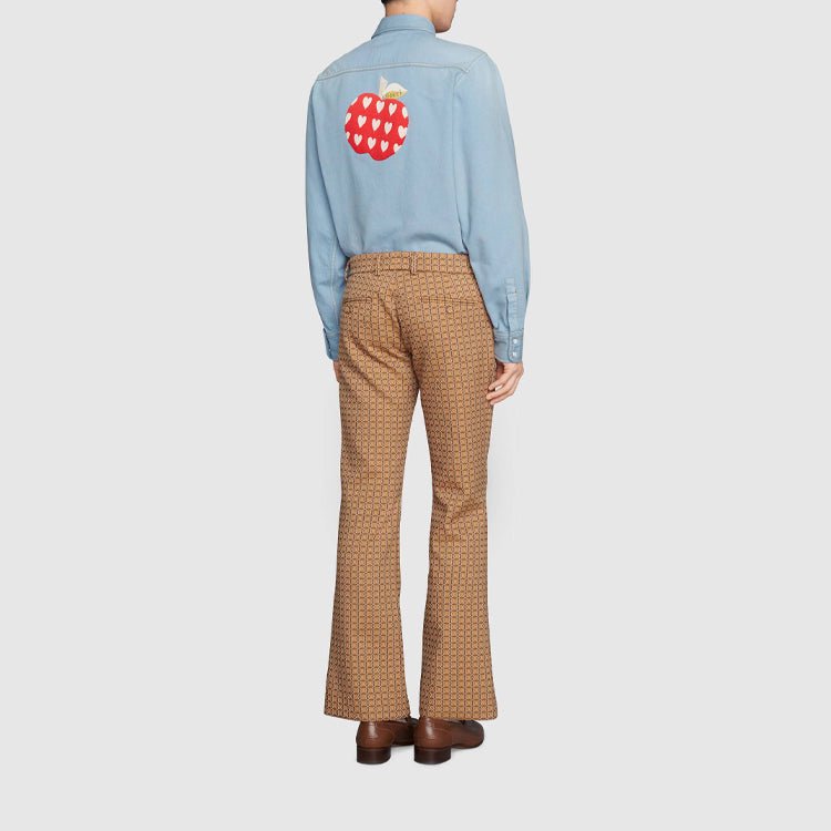 Gucci Les Pommes Oxford Cotton Shirt'Blue' 655703-XDBP4-4447 - Image 5