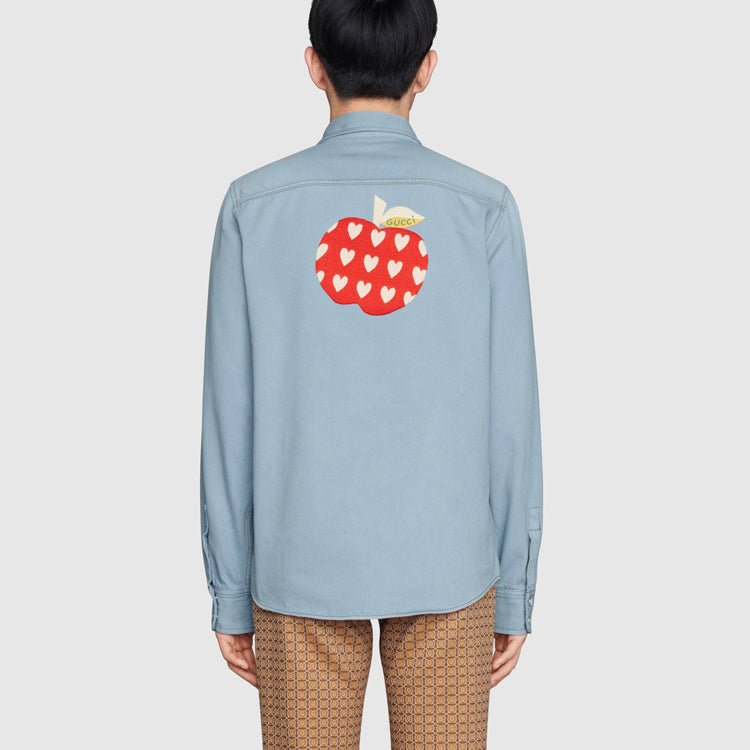 Gucci Les Pommes Oxford Cotton Shirt'Blue' 655703-XDBP4-4447 - Image 6
