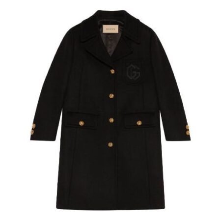(WMNS) Gucci Double G Embroidery Wool Coat 'Black' 657054-ZAG3M-1000