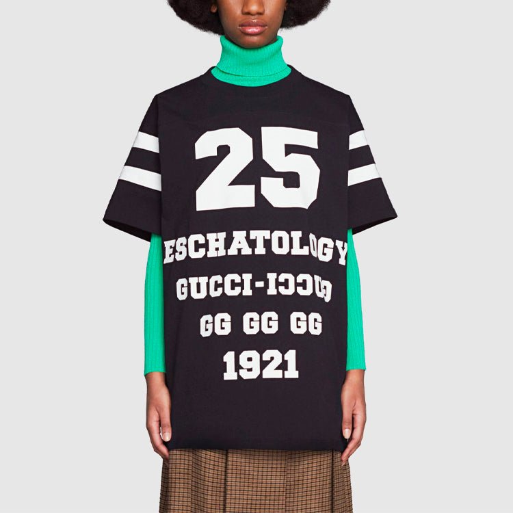 Gucci SS21 1921 Series Alphabet Printing Casual Short Sleeve Black 660744-XJDKK-1289 - Image 4