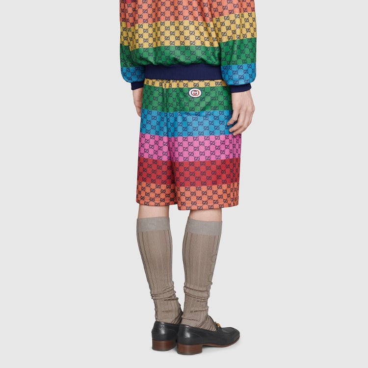 Gucci SS21 Multicolor Double G Alphabet Pattern Lacing Knit Shorts 661176-XJDLP-4206 - Image 4