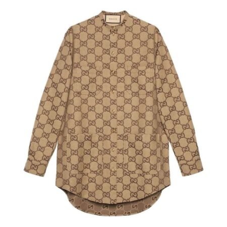 (WMNS) Gucci Maxi GG Canvas Shirt 'Camel Ebony' 669337-ZAHT5-2580