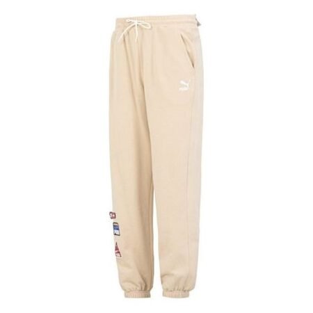 PUMA Team Badge Sweatpants 'Beige' 677378-67