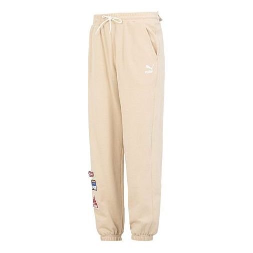 PUMA Team Badge Sweatpants 'Beige' 677378-67