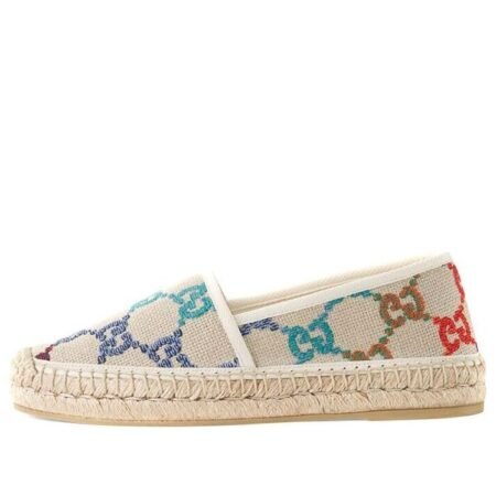 (WMNS) Gucci Blue GG Linen Espadrilles 'Beige Multicolor' 678036-UFT70-8470