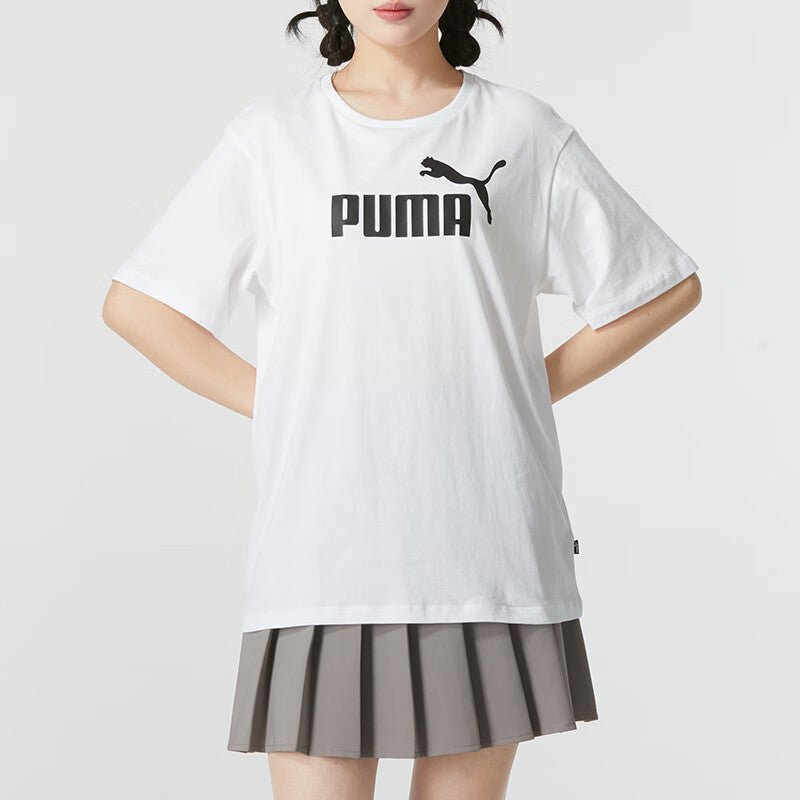 (WMNS) PUMA Logo Graphic T-Shirt 'White Black' 685646-02 - Image 2