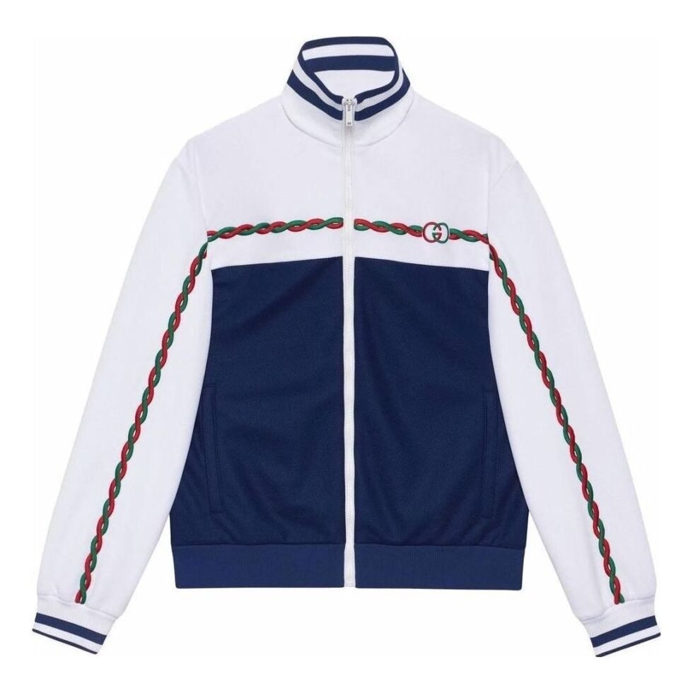 Gucci Interlocking G Polyester Pique Zip-Up Jacket 'Blue White' 692125-XJD7N-9219