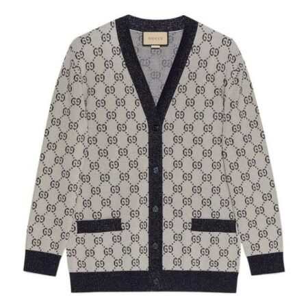 (WMNS) Gucci GG cotton jacquard cardigan 'Ivory Blue' 692727-XKB54-9071