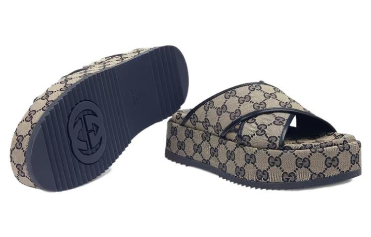 (WMNS) Gucci GG Platform Slide Sandal 'GG Motif - Beige Blue' 692842-H6320-4061 - Image 6